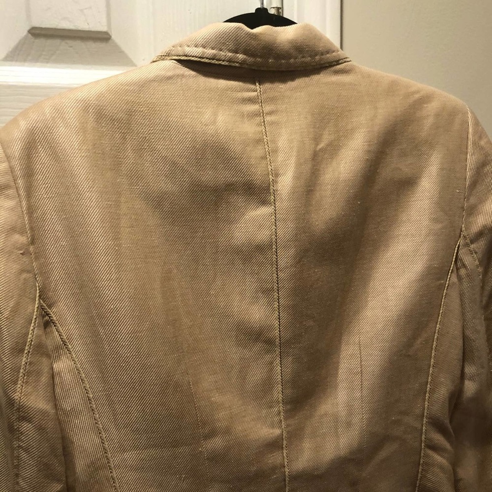 STRENESSE Gabriele Strehle Tan Linen Silk Blazer 8 - Picture 5 of 11